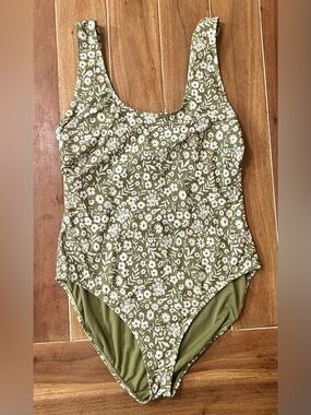 Catalina Olive Green Floral One-Piece Swimsuit. Large.